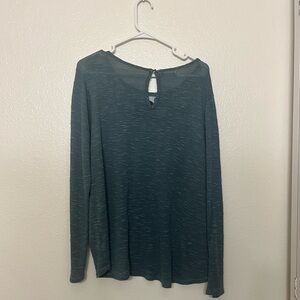 Maurice's women’s Velvet Lace Yoke Long Sleeve Top Green Size 2X